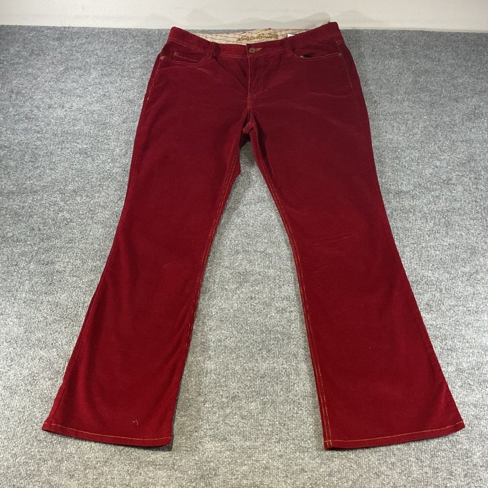 Eddie Bauer Classic Red Corduroy Bootcut Pants Womens 14 Cotton Blend Stretch